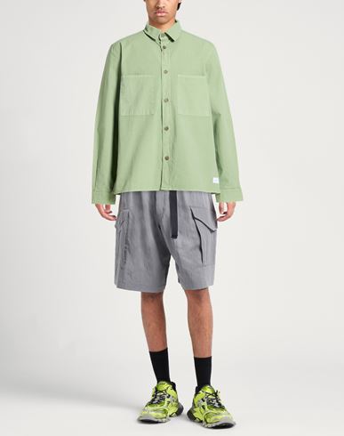 Man Shirt Sage green Size L Cotton, Elastane