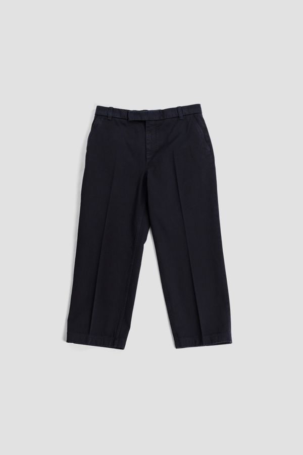 Relaxed Cropped Chino Trousers — Navy