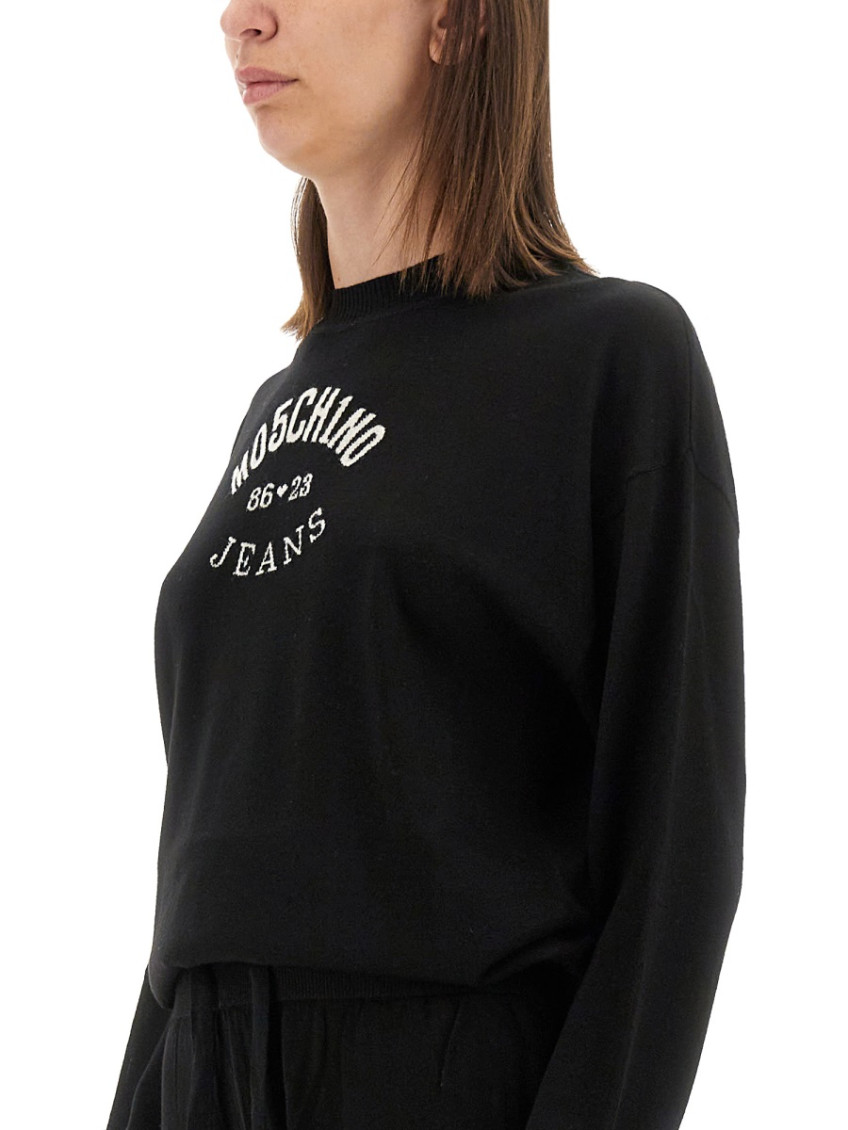 Moschino - knit logo crew neck oversize sweater