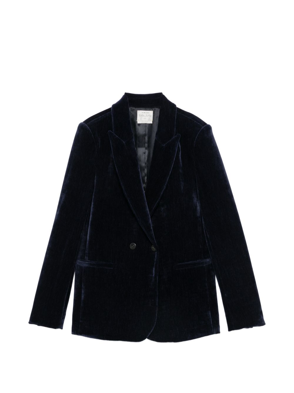 Velvet Double-Breasted Blazer — Navy