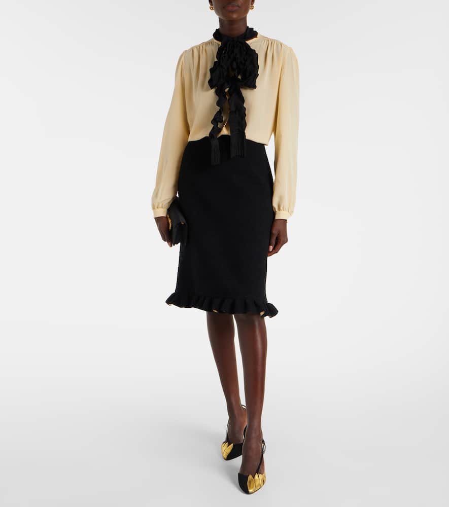 Ruffled silk crêpe de chine blouse