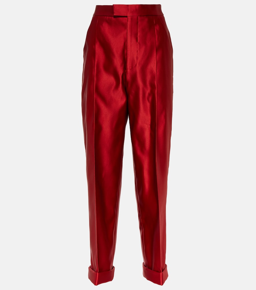 Silk duchesse straight pants