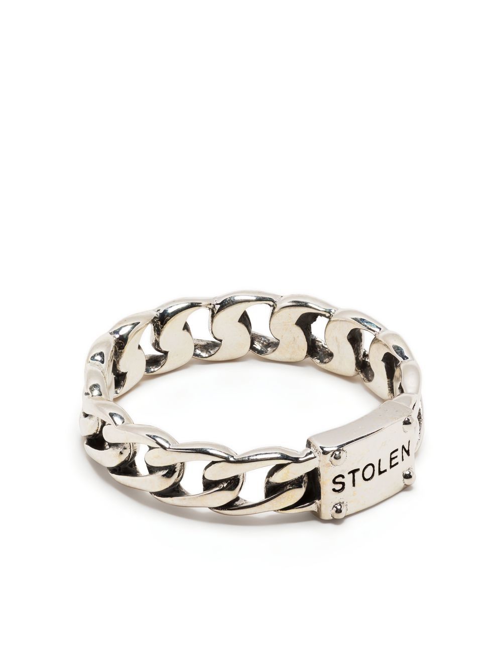 Curb-chain sterling silver ring