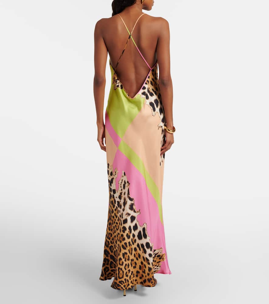 Printed silk slip dress