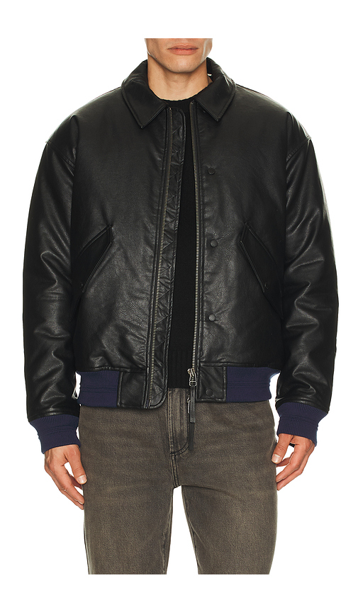 Scotch & Soda Faux Leather Puffer Jacket in Black. S. Also in L, M, XL/1X