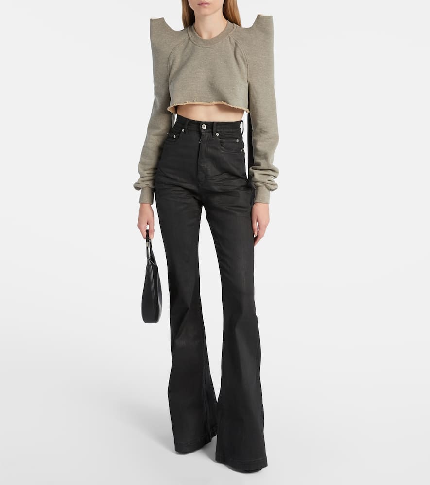 Cropped cotton-blend jersey sweatshirt