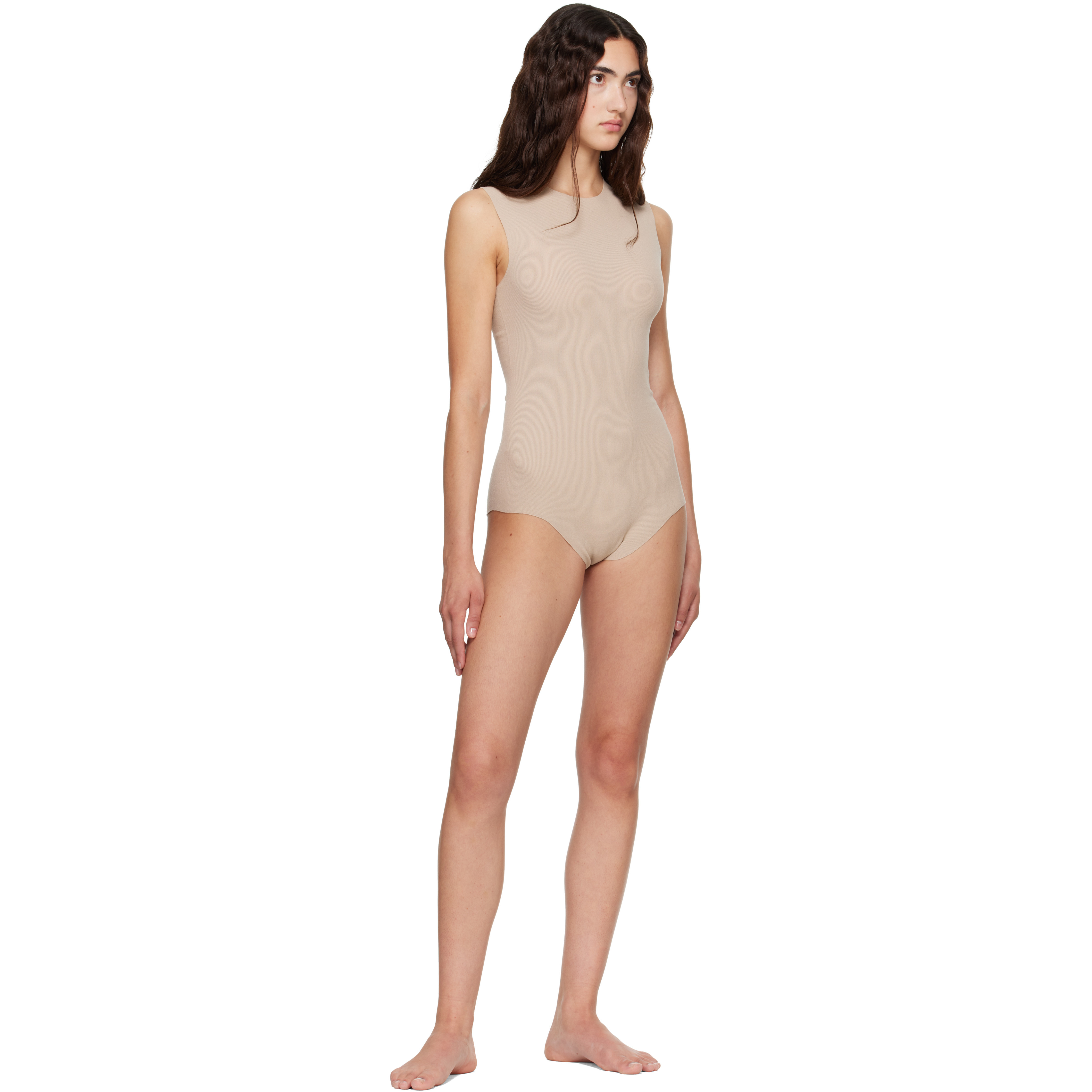 Beige Sleeveless Bodysuit