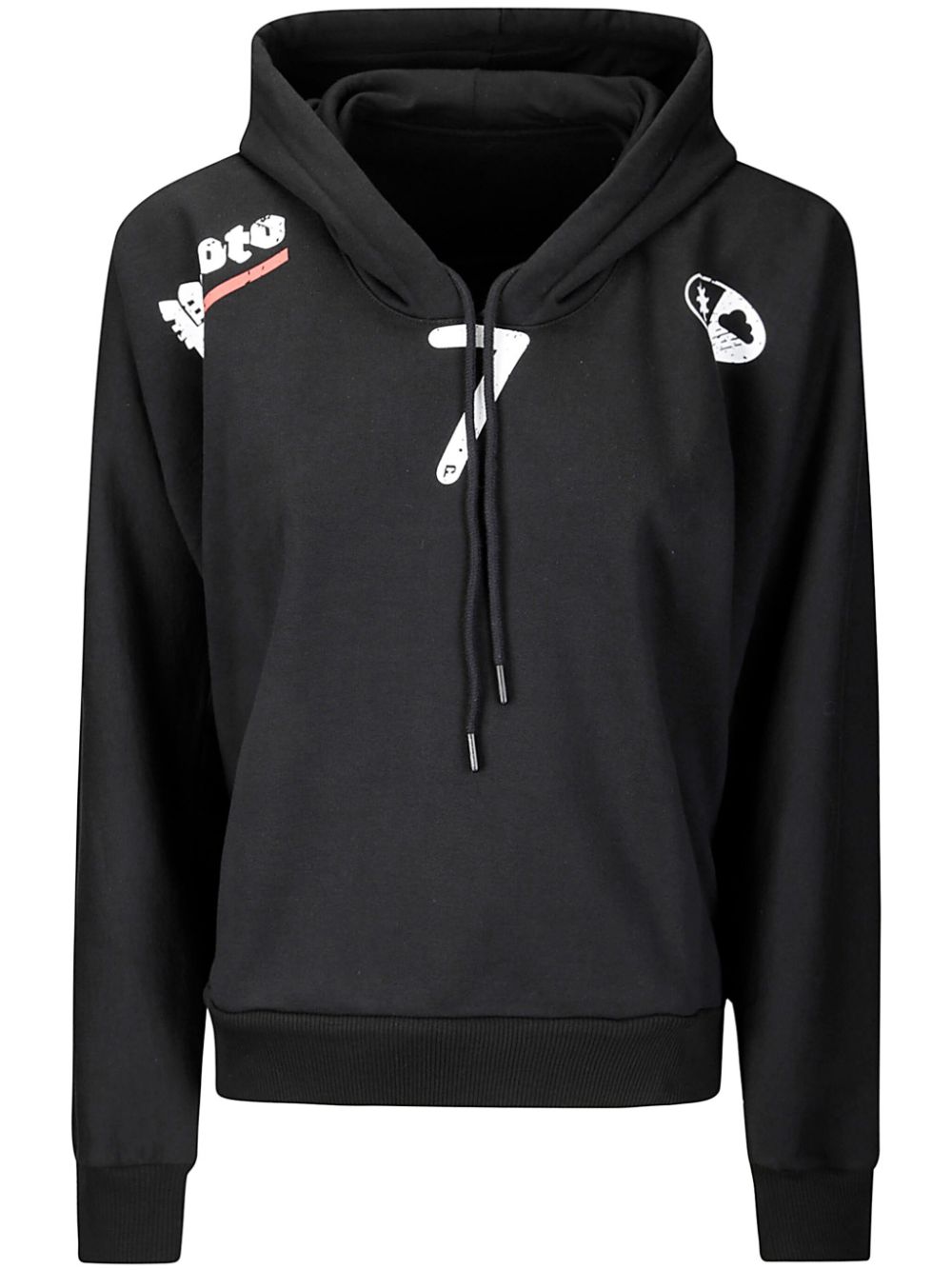 Number-print hoodie - Black