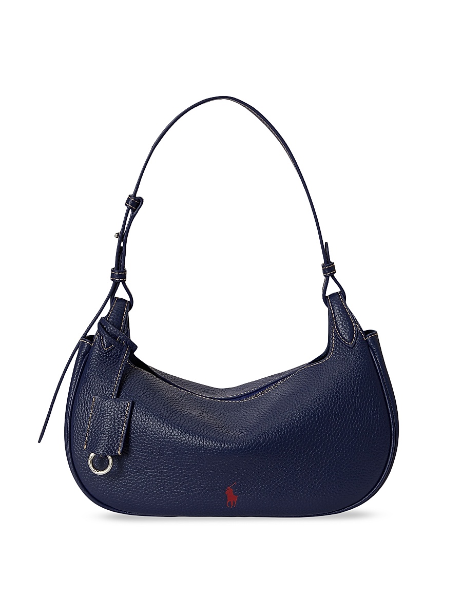 Women's Shiny Drum Leather Shoulder Bag - Ink