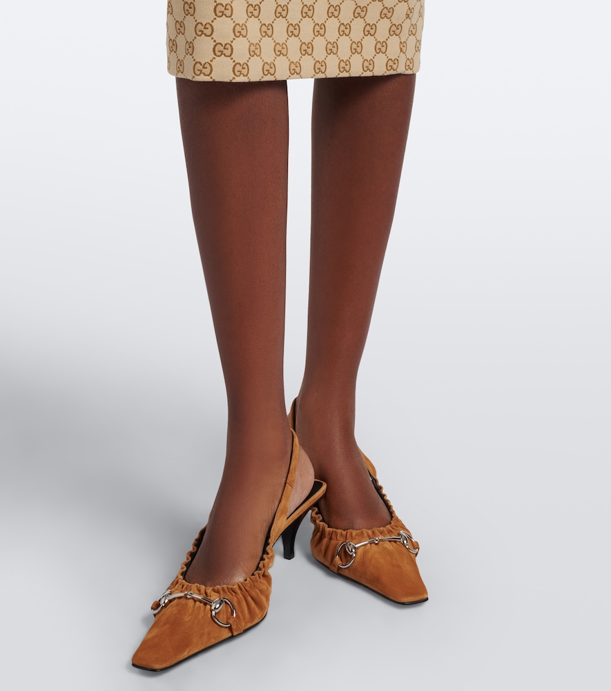 Vittoria Horsebit suede slingback pumps