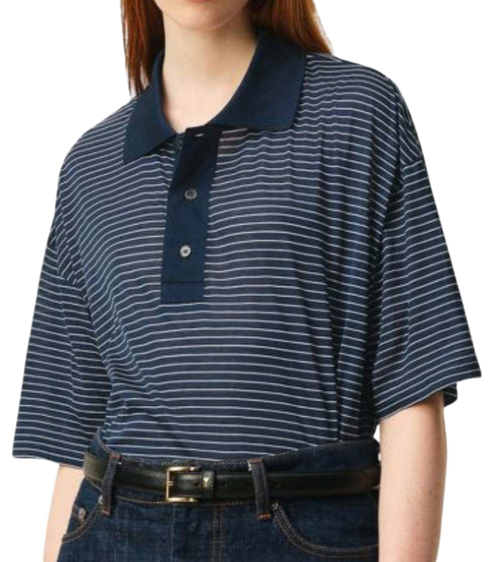 Blue Shirt Collar Striped Polo