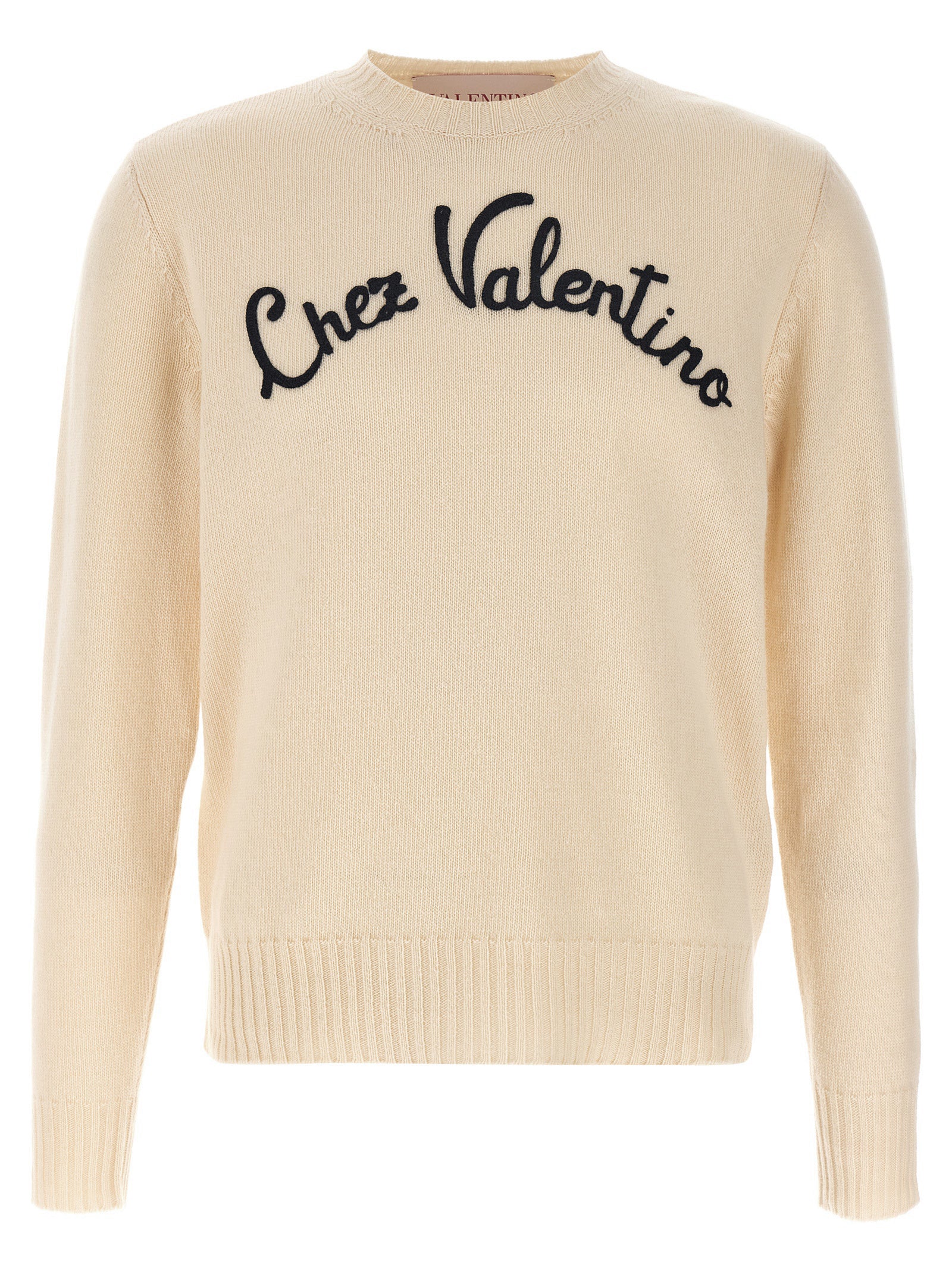 Logo-Embroidered Virgin Wool Cardigan — Beige