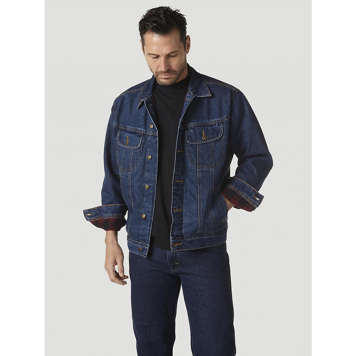 Rugged Wear® Flannel Lined Denim Jacket in Antique Navy