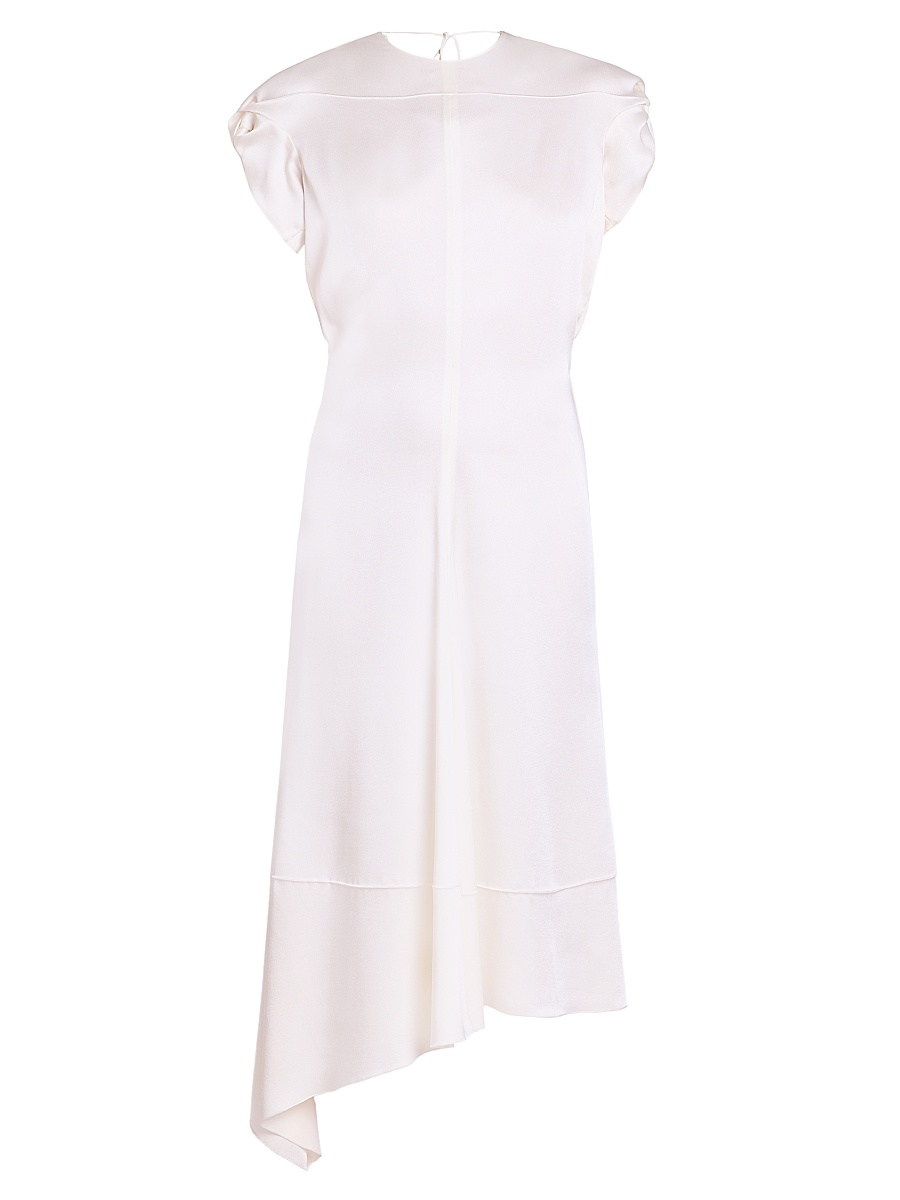 Women's Satin Twist Shoulder Midi-Dress - Ivory