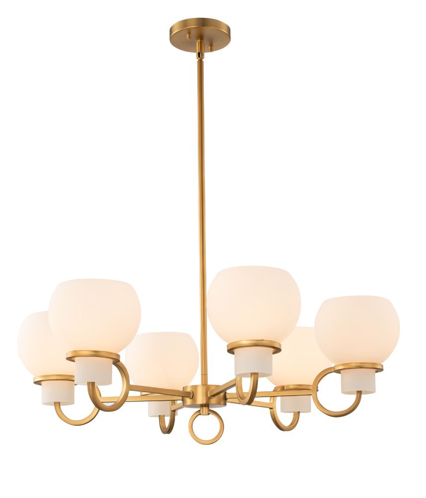 Kalco Ascher 6-Light Transitional Chandelier in Winter Brass - 513072WB