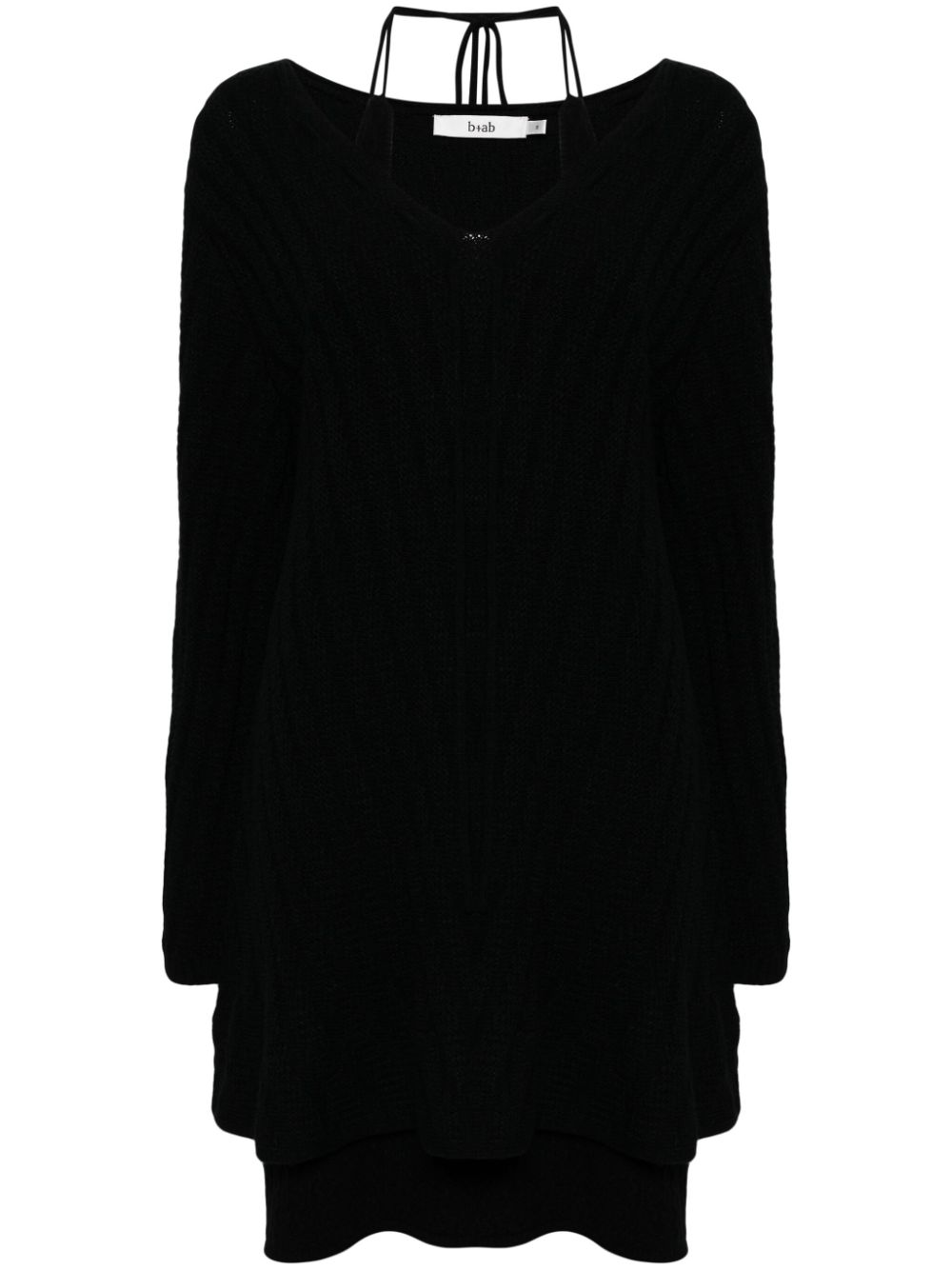Lace-up knitted minidress - Black