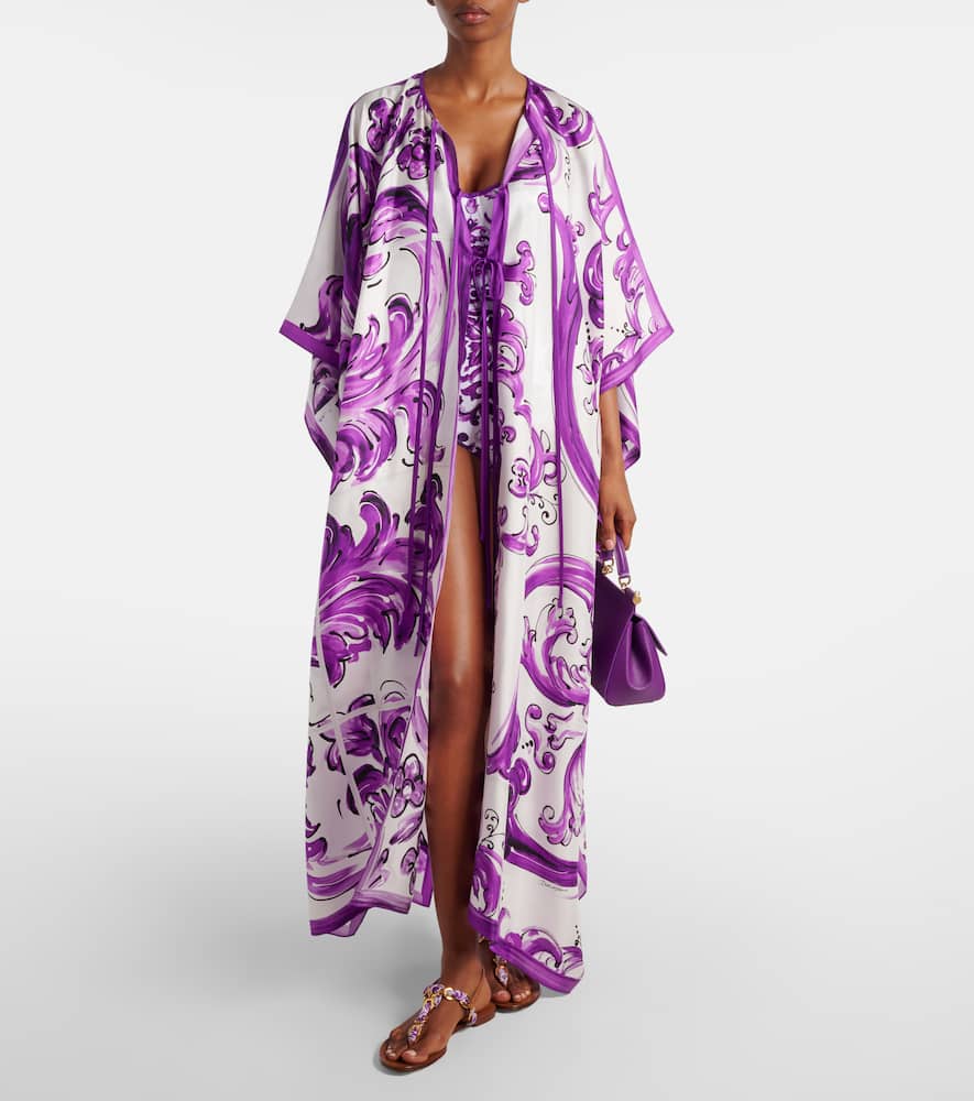 Majolica silk twill beach dress