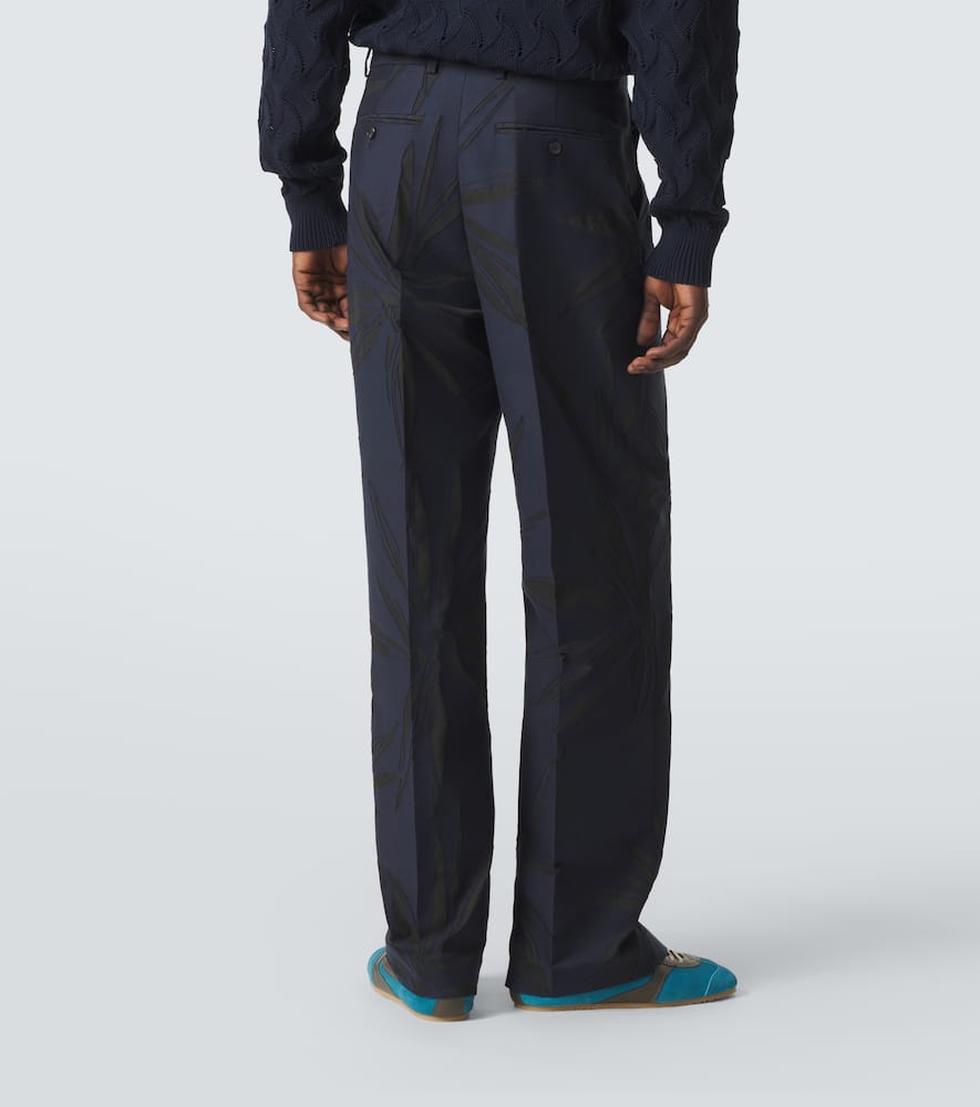 Floral cotton-blend straight pants