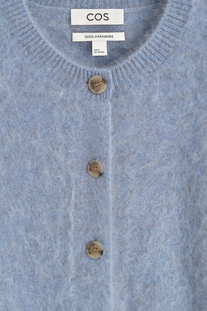 Brushed-Cashmere Crew-Neck Cardigan