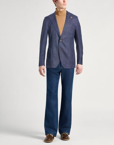 Man Blazer Bright blue Size 38 Wool, Silk, Linen
