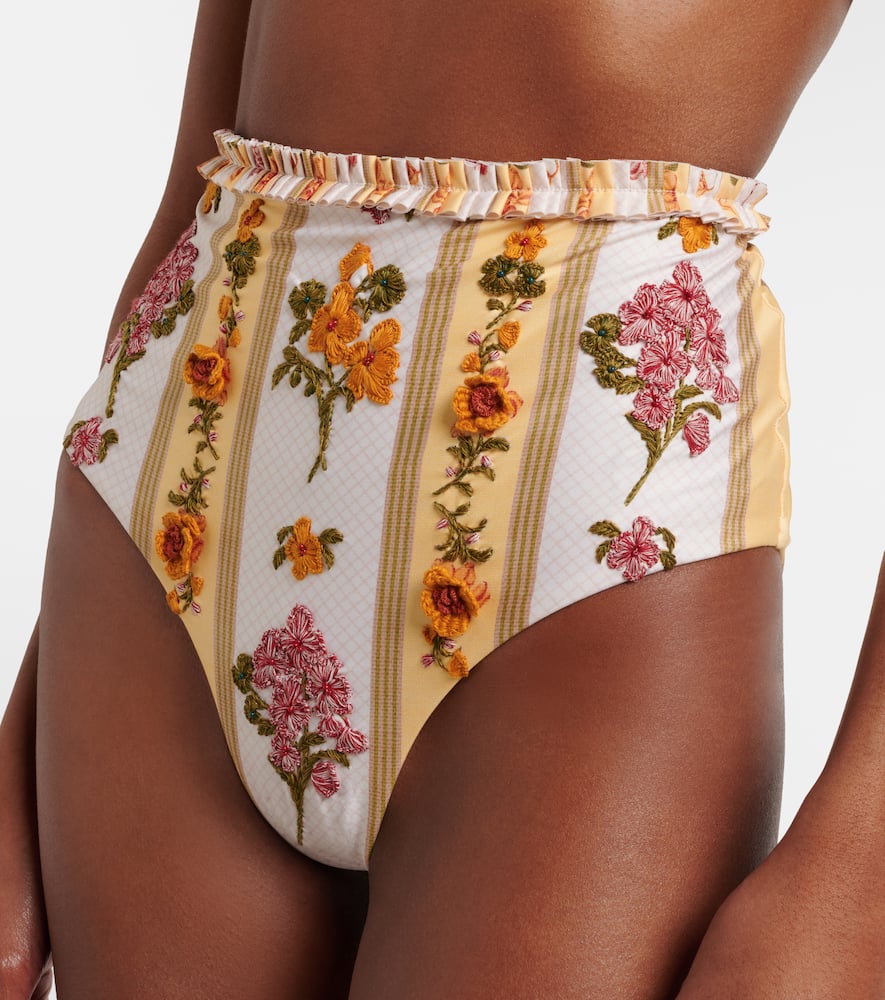 Floral embroidered bikini bottoms