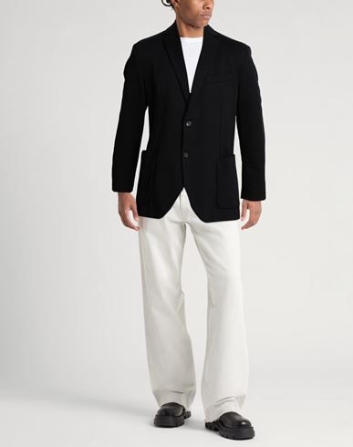 Man Blazer Black Size 44 Cotton, Elastane