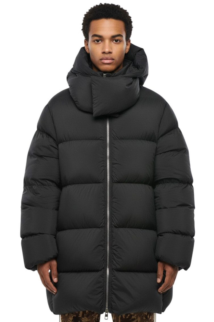 Black Quilted Hood Jacket