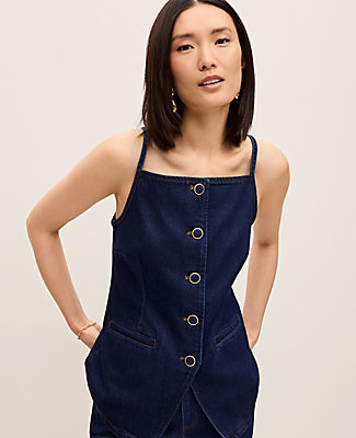 Ann Taylor Strappy Denim Vest Top
