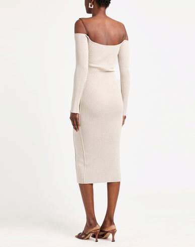 Woman Midi dress Beige Size 10 Viscose, Linen, Polyamide, Elastane
