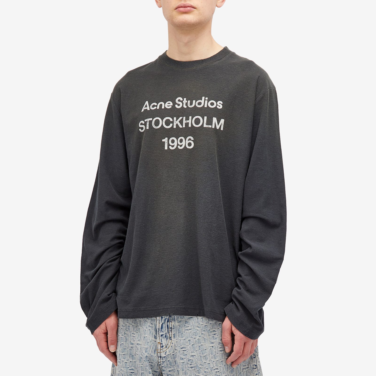 Men's Edden 1996 Logo Long Sleeve T-Shirt in Faded Black