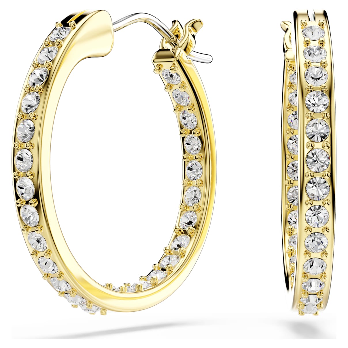 Sommerset hoop earrings, Small, White, Gold-tone plated