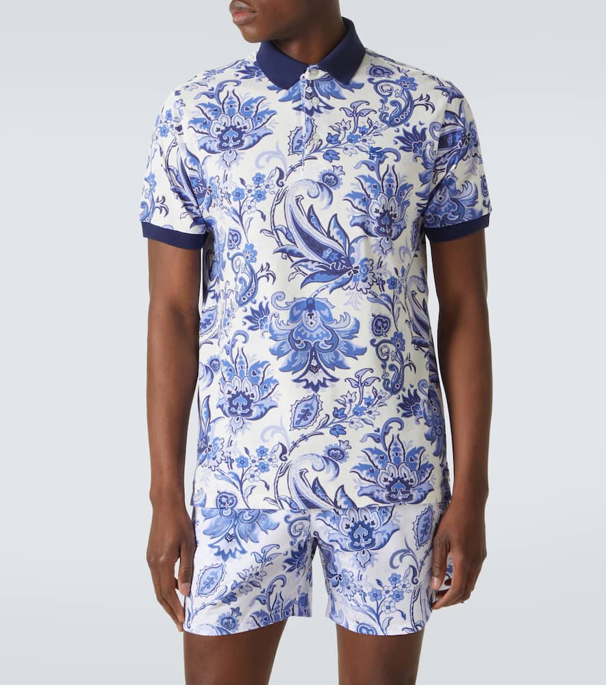 Printed cotton polo shirt