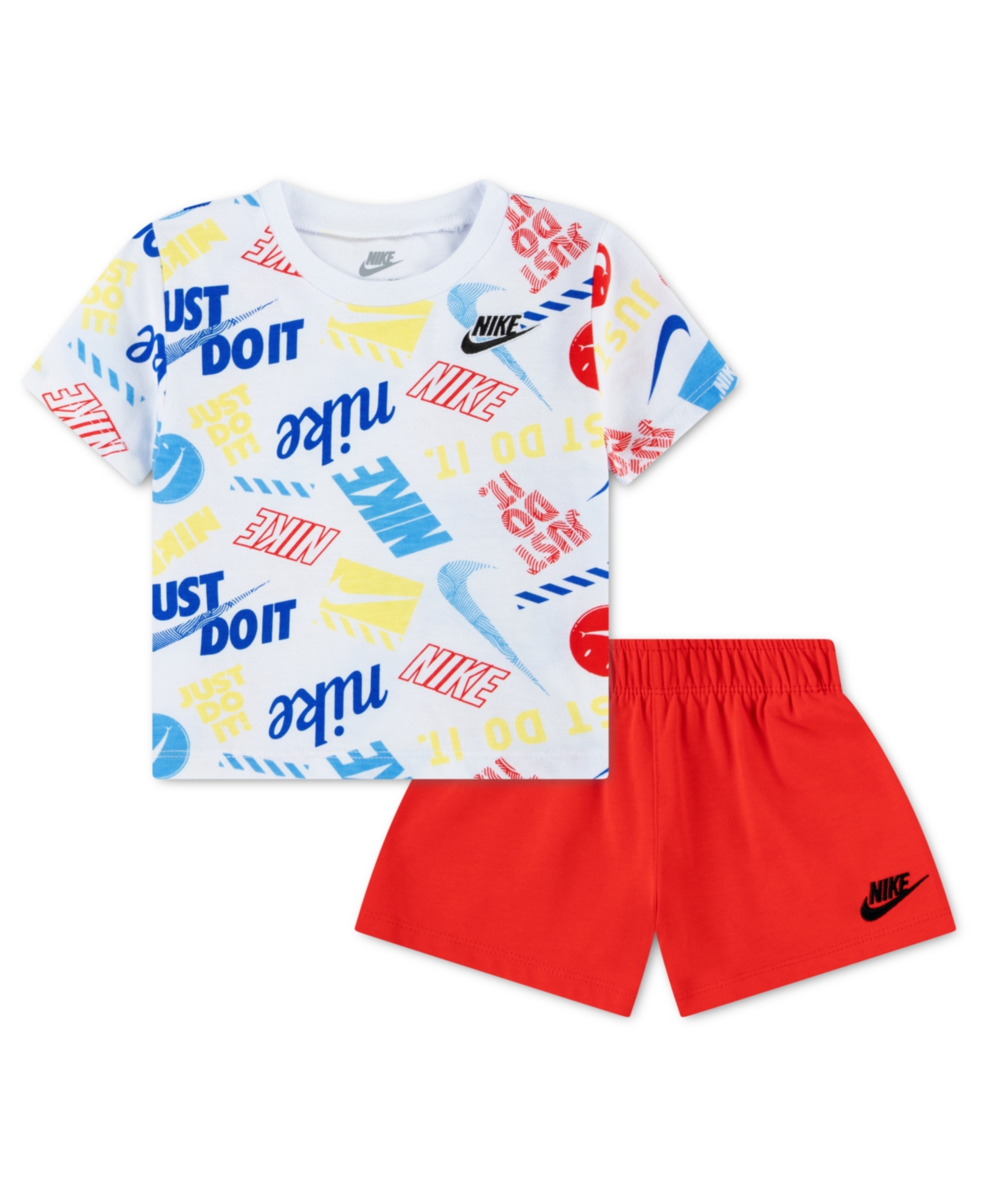 Baby Boys' In The Zone Crewneck T-Shirt and Shorts, 2-Piece Set - Red/White