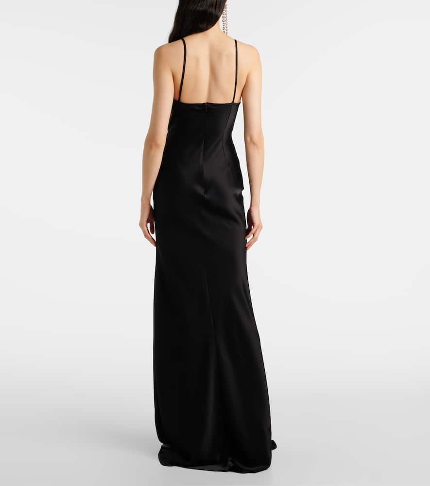 Embellished satin gown