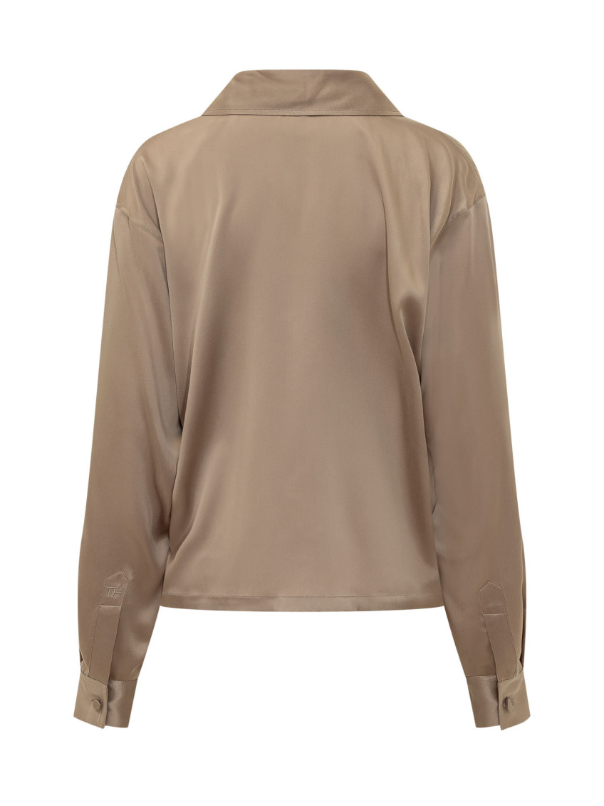 Beige Solid Shirt Collar Polo