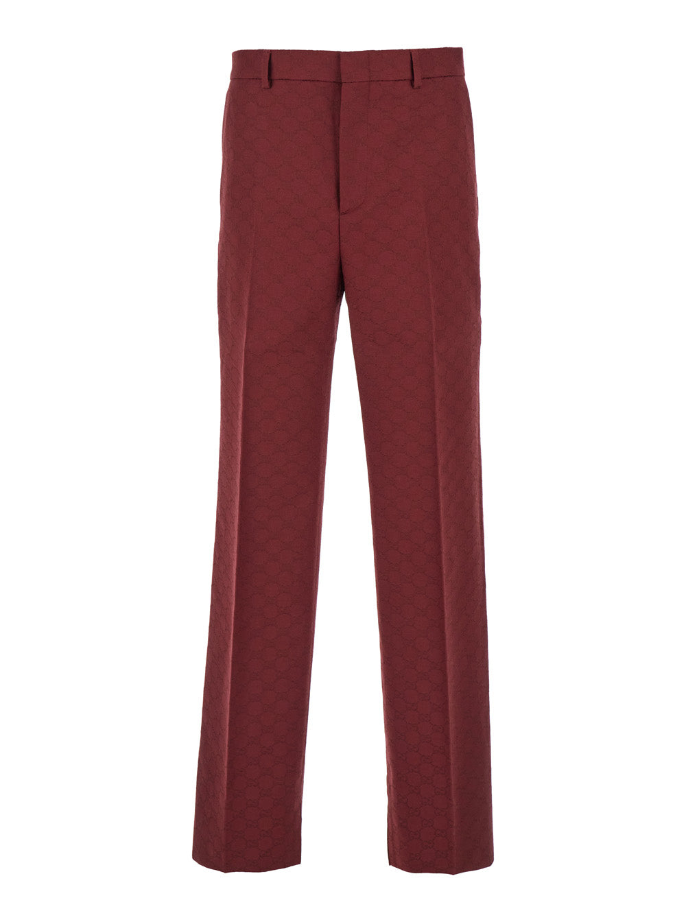 GG-Motif Cotton Trousers — Red