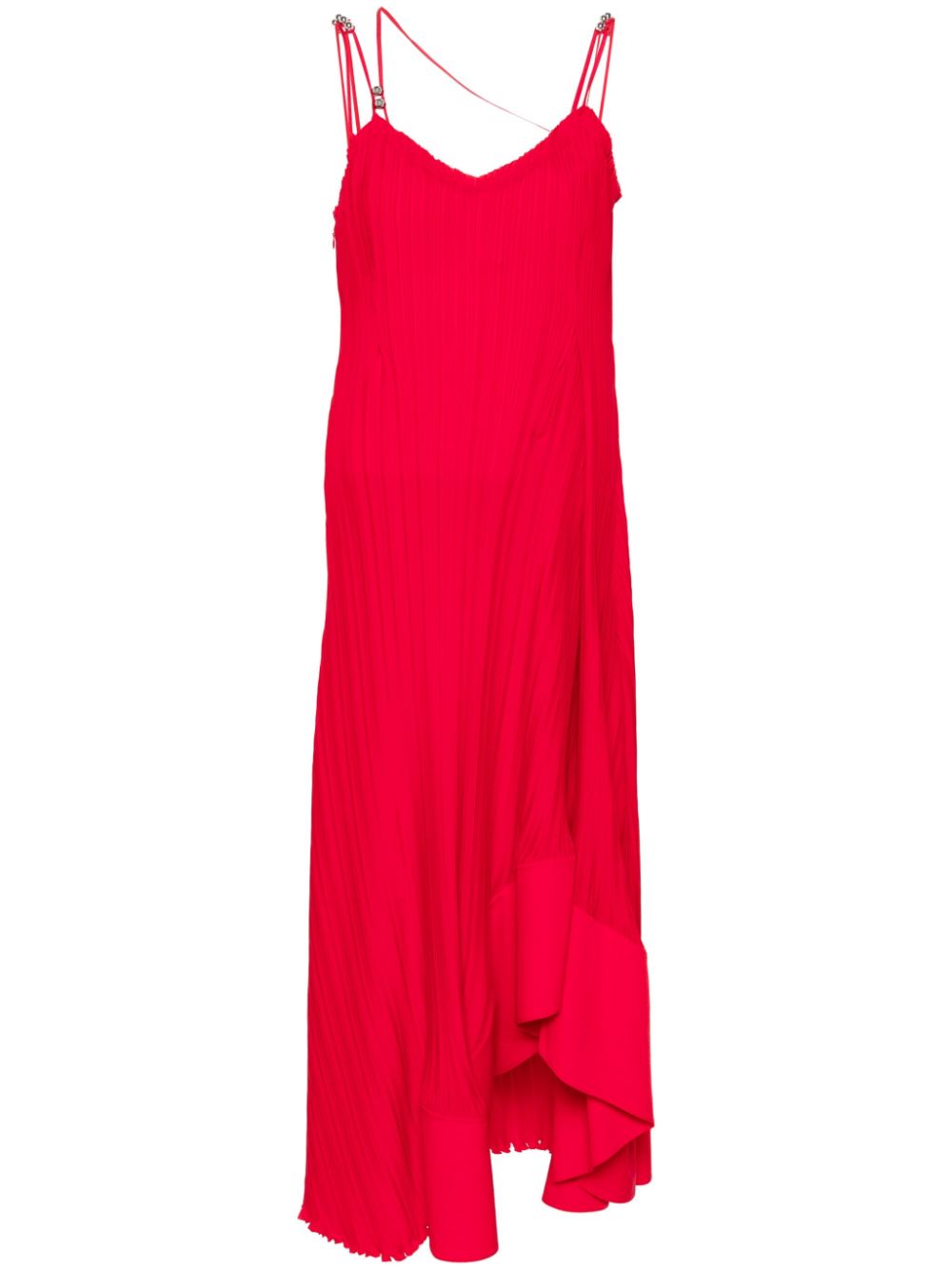 Plissé-effect dress - Red