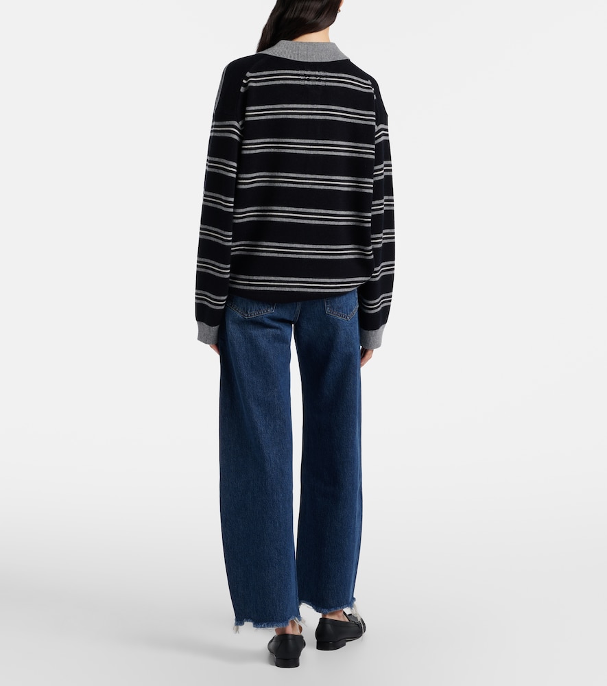 Bow frayed barrel-leg jeans