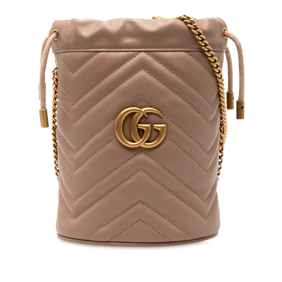 Pre-owned Small GG Marmont Leather Matelasse Bucket Bag Ladies 575163 525040