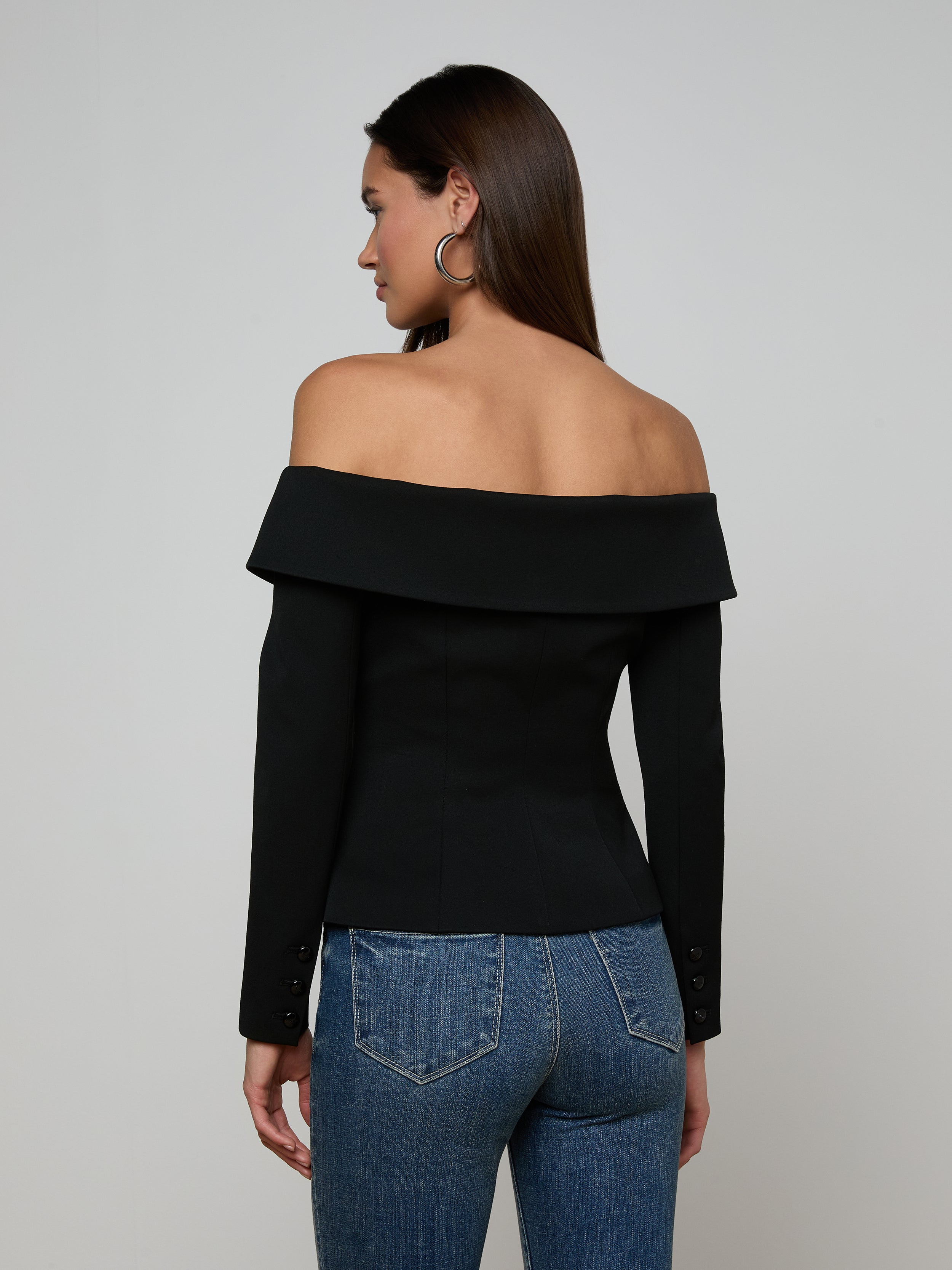Ingrid Blazer Top In Black