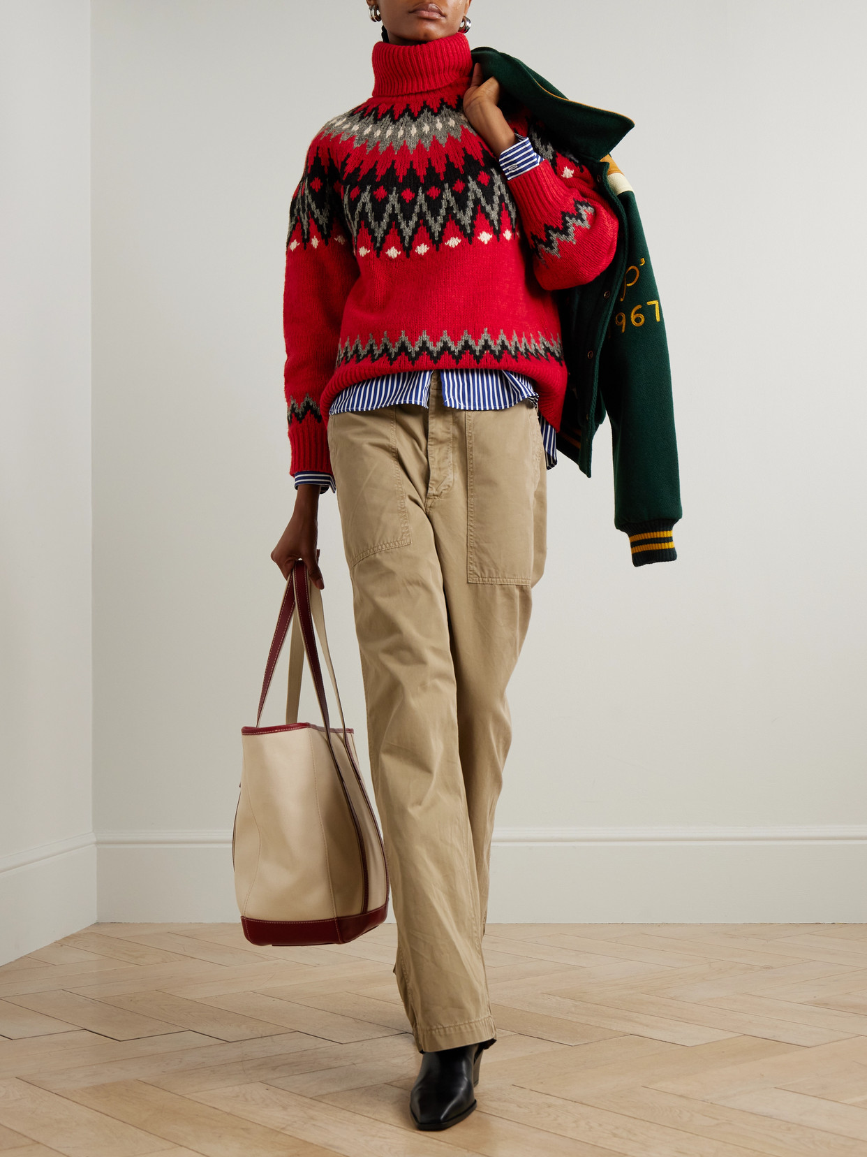 Fair Isle Wool-blend Turtleneck Sweater - Red