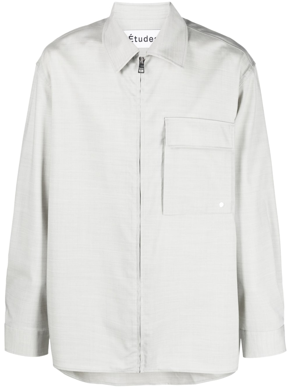 Wool-Blend Zip-Up Shirt — Grey