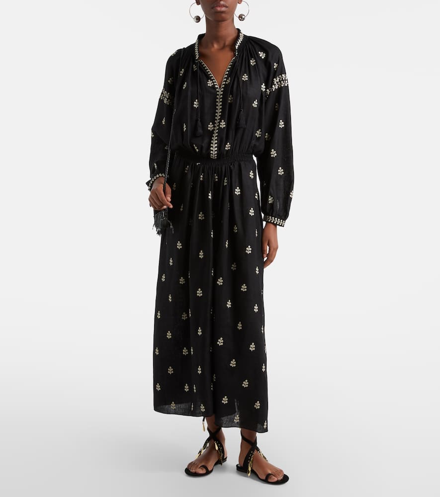Rodilia embroidered silk maxi dress
