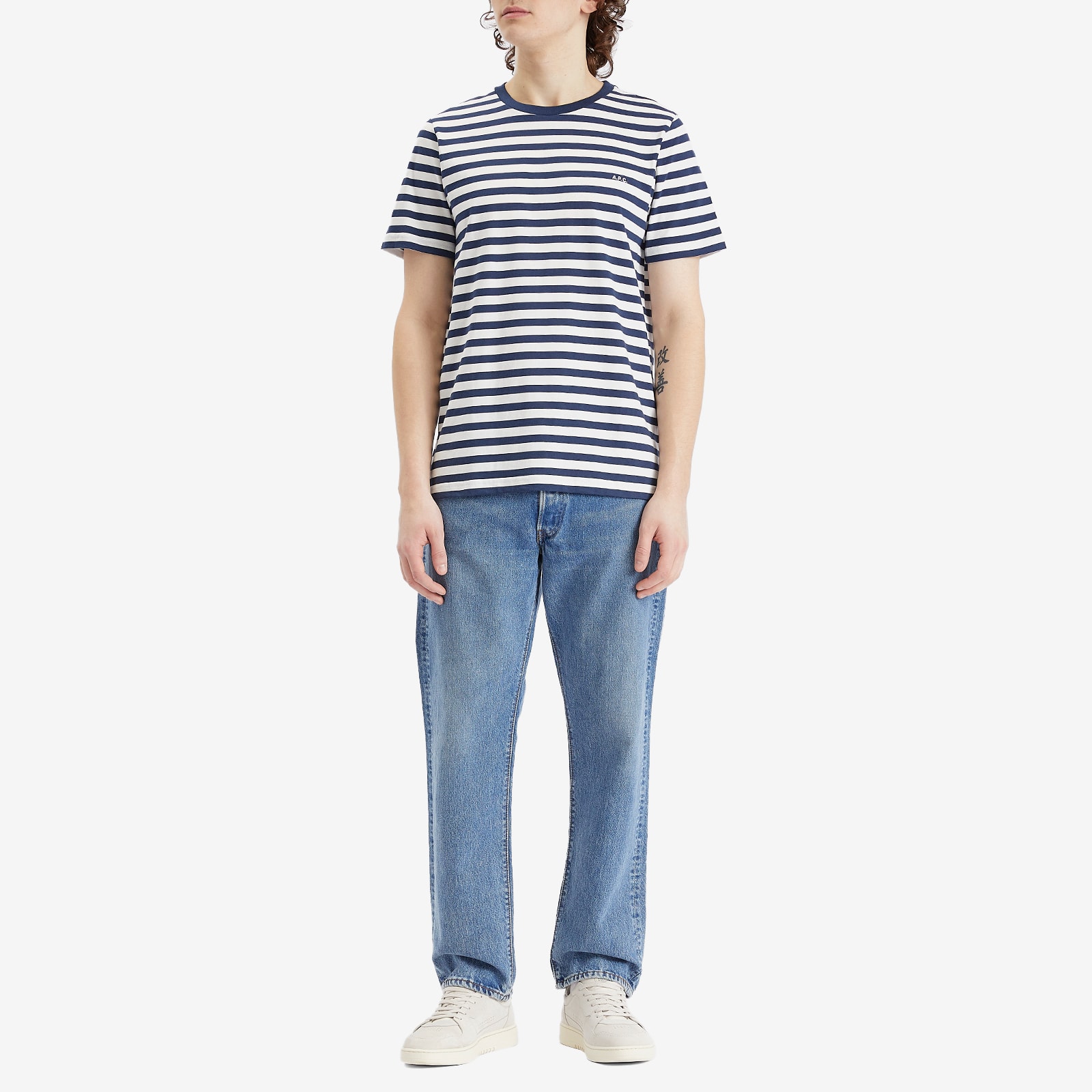 Men's Raye Stripe T-shirt in Dark Navy/White