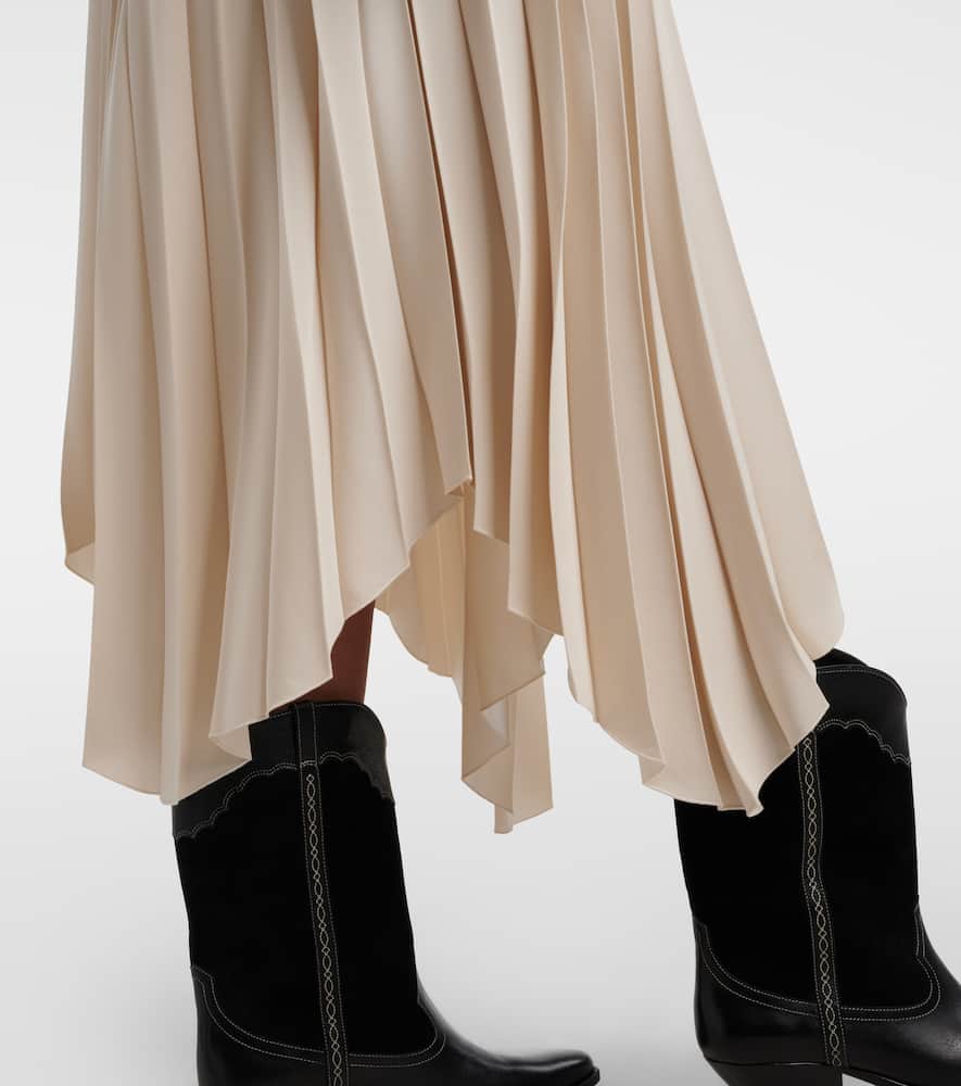 Felixa plissé crêpe midi skirt