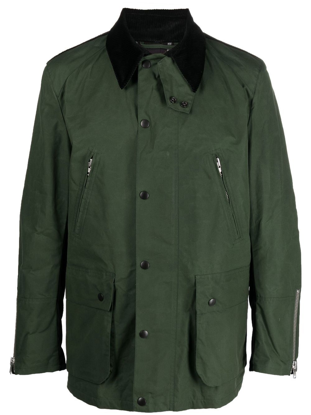 Contrast-collar organic cotton jacket - Green