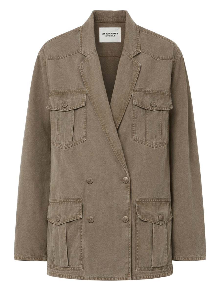 Nevala Double-breasted Cotton and Linen-blend Twill Jacket
