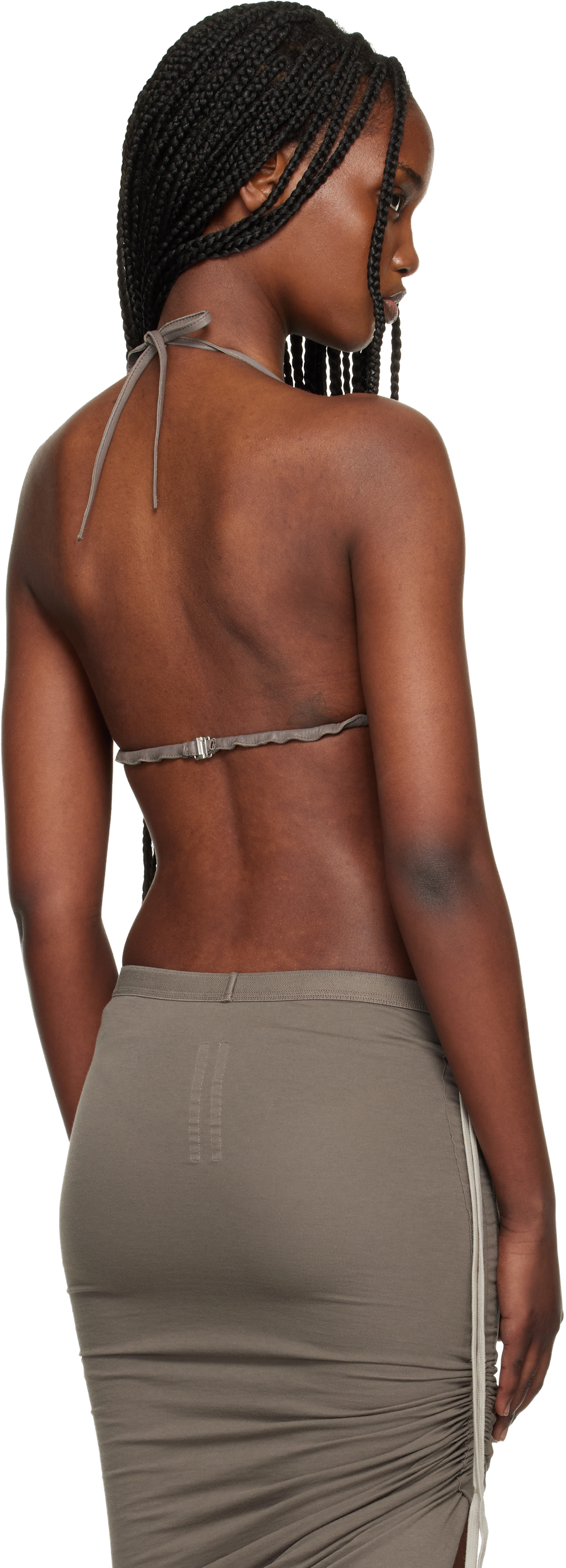 Gray Temple Waxy Lamb Leather Bra