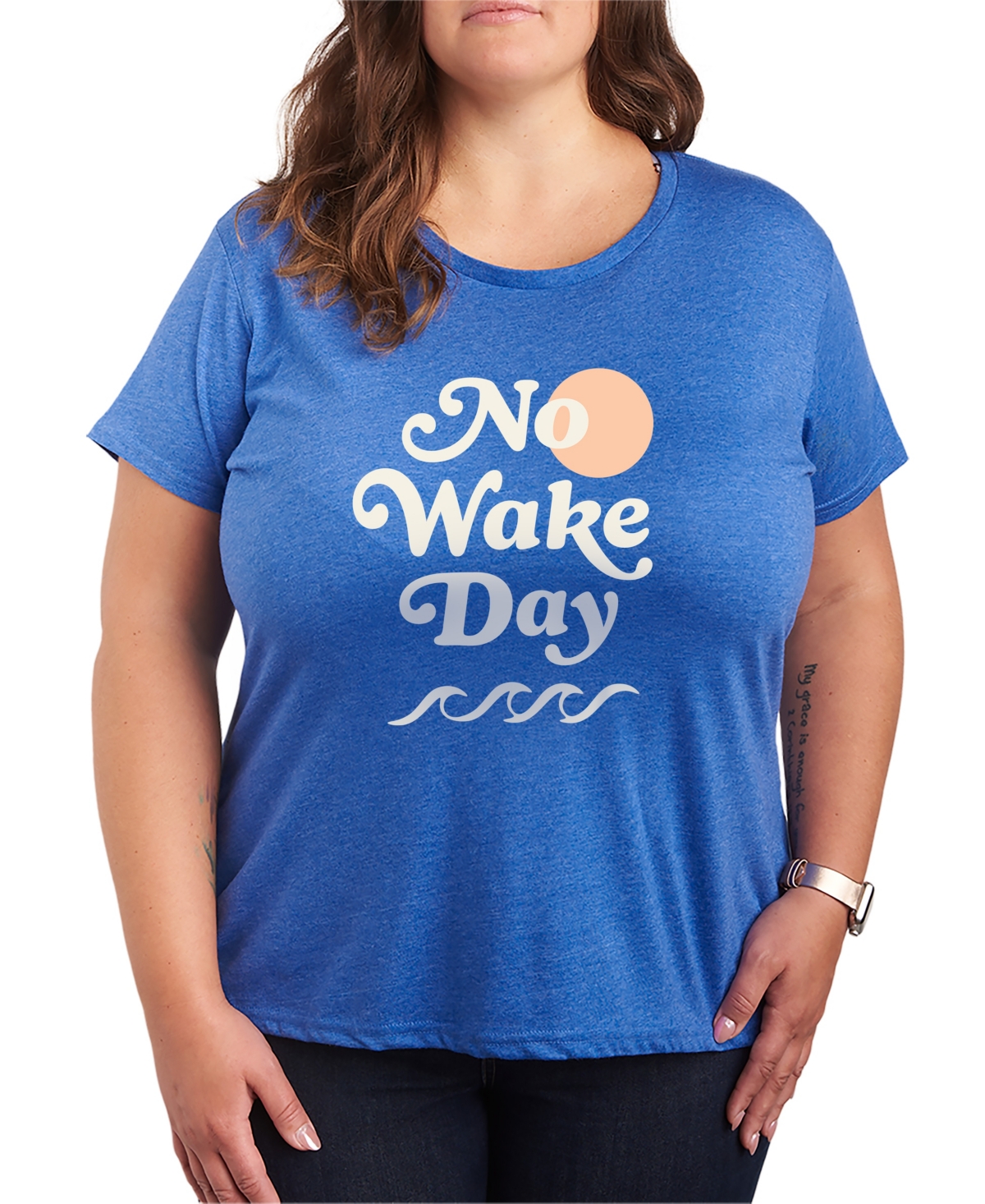 Plus Size Instant Message No Wake Day Short-Sleeve Graphic T-Shirt - Heather Royal Blue