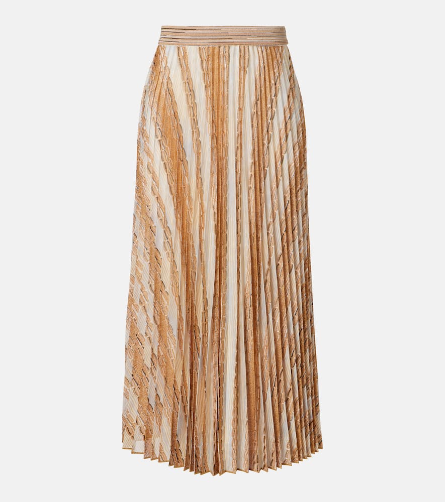 Plissé printed midi skirt